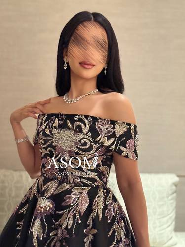 فستان روزانا اسود  - (XXXL) الصدر:١٠٢سم , الخصر:٩١سم