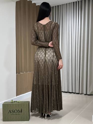 فستان ميران بني  - (XS) الخصر 24 انش : الصدر 30 انش