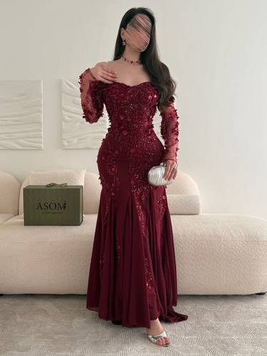 فستان هنا عنابي - (XS) الخصر 24 انش : الصدر 30 انش