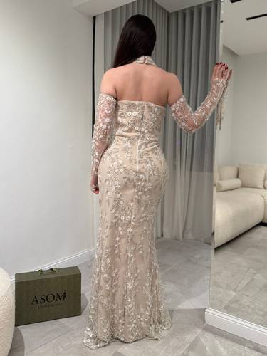 فستان رهفان بيج - (XXXXL) الخصر 38 انش : الصدر 44 انش