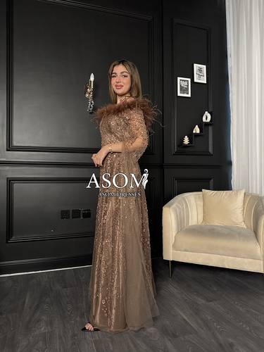 فستان شك سهرة تطريز - (XXXL) الصدر:١٠٢سم , الخصر:٩١سم