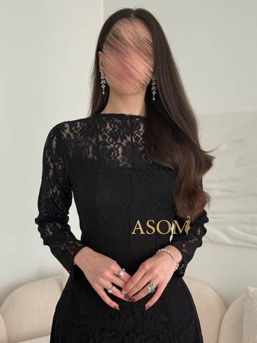 فستان اوديل الاسود  - (XS) الخصر 24 انش : الصدر 30 انش
