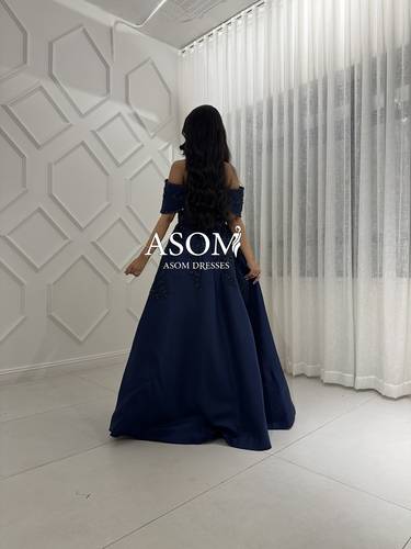 فستان كرستينا كحلي  - (XXXL) الصدر:١٠٢سم , الخصر:٩١سم
