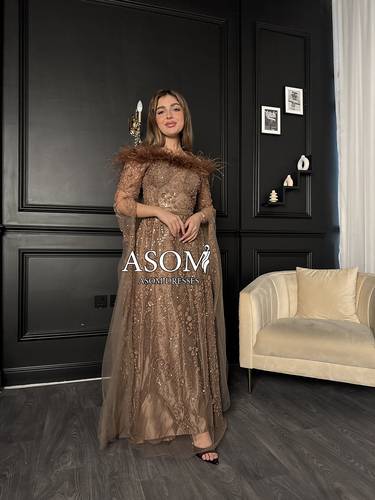 فستان شك سهرة تطريز - (XXXL) الصدر:١٠٢سم , الخصر:٩١سم