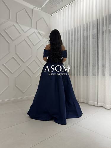 فستان كرستينا كحلي  - (XXXL) الصدر:١٠٢سم , الخصر:٩١سم
