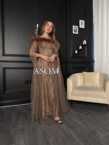 فستان شك سهرة تطريز - (XXXL) الصدر:١٠٢سم , الخصر:٩١سم