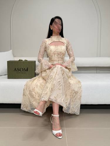 فستان رشا - (XS) الخصر 24 انش : الصدر 30 انش