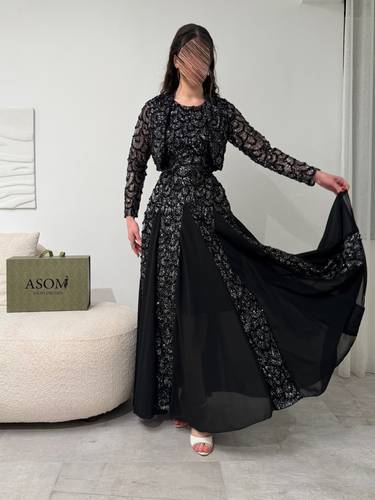 فستان سهره ترتر قطعتين - (XXXXL) الخصر 38 انش : الصدر 44 انش