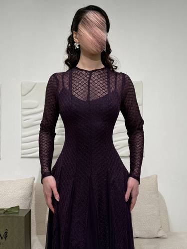 فستان لاتينا موف - (XXXXL) الخصر 38 انش : الصدر 44 انش