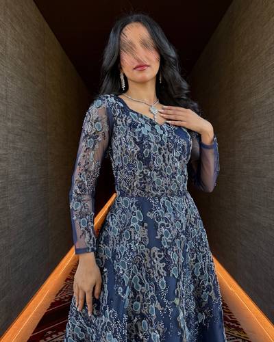 فستان مونيكا كحلي  - (XXXL) الصدر:١٠٢سم , الخصر:٩١سم