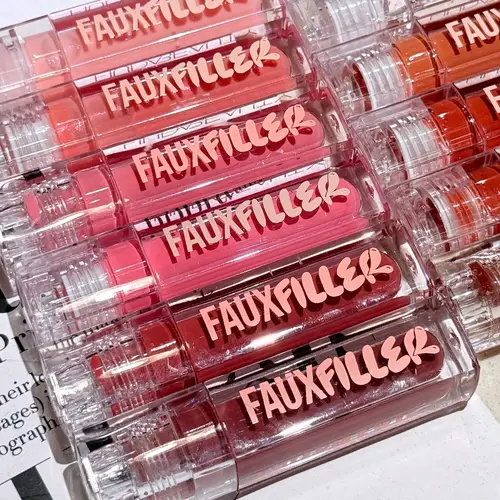 Huda Beauty Faux Filler ملمع شفاه لامع غير لزج مرطب كريستال واضح زيت الشفاه ممتلئ الجسم ترطيب ملون أحمر الشفاه ماكياج