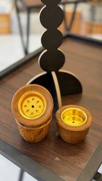 مبخرة الفنجال خشب طبيعي نقش يدوي ( غدق المسك)