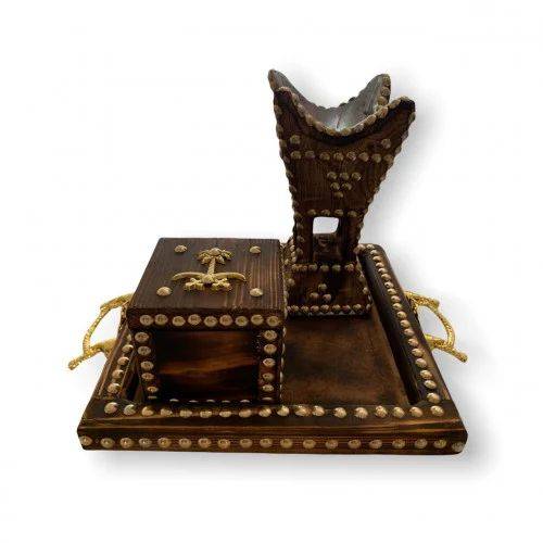 مبخرة حائلية مع صينية وصندوق (فوحة العود)