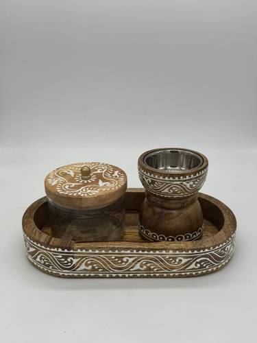 طقم مبخرة زخرفة لون أبيض ( منابع الطيب )