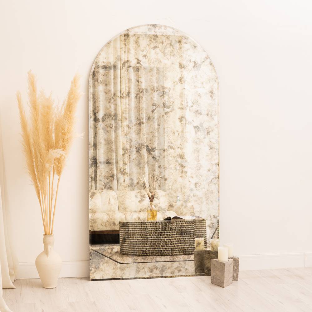  Arch classic frameless mirror antiqued