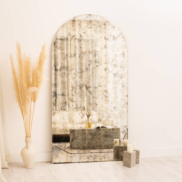  Arch classic frameless mirror antiqued