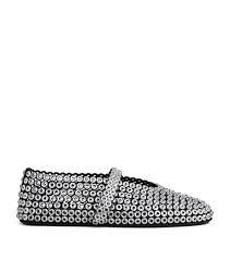 Alaïa Suede Glass-Embellished Ballet Flats
