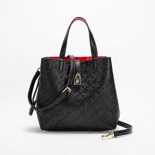 حقيبة كتف نسائية CH Fashion بسعة كبيرة من جلد PU منقوش.