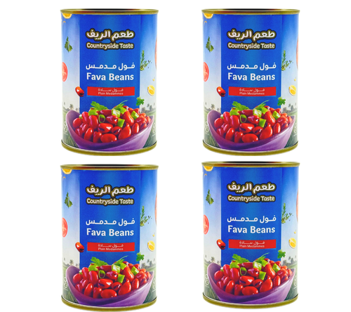 فول مدمس سادة طعم الريف 4 علب × 400 جم 