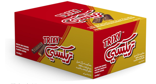 تريكسي بسكويت بالكراميل مغطى بالشوكولاتة