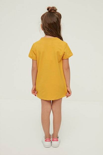 فستان بناتي اصفر قصير 