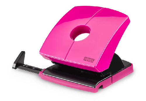 Novus B216 Color ID 2 Hole Paper Punch,16 Sheets Capacity, Pink color