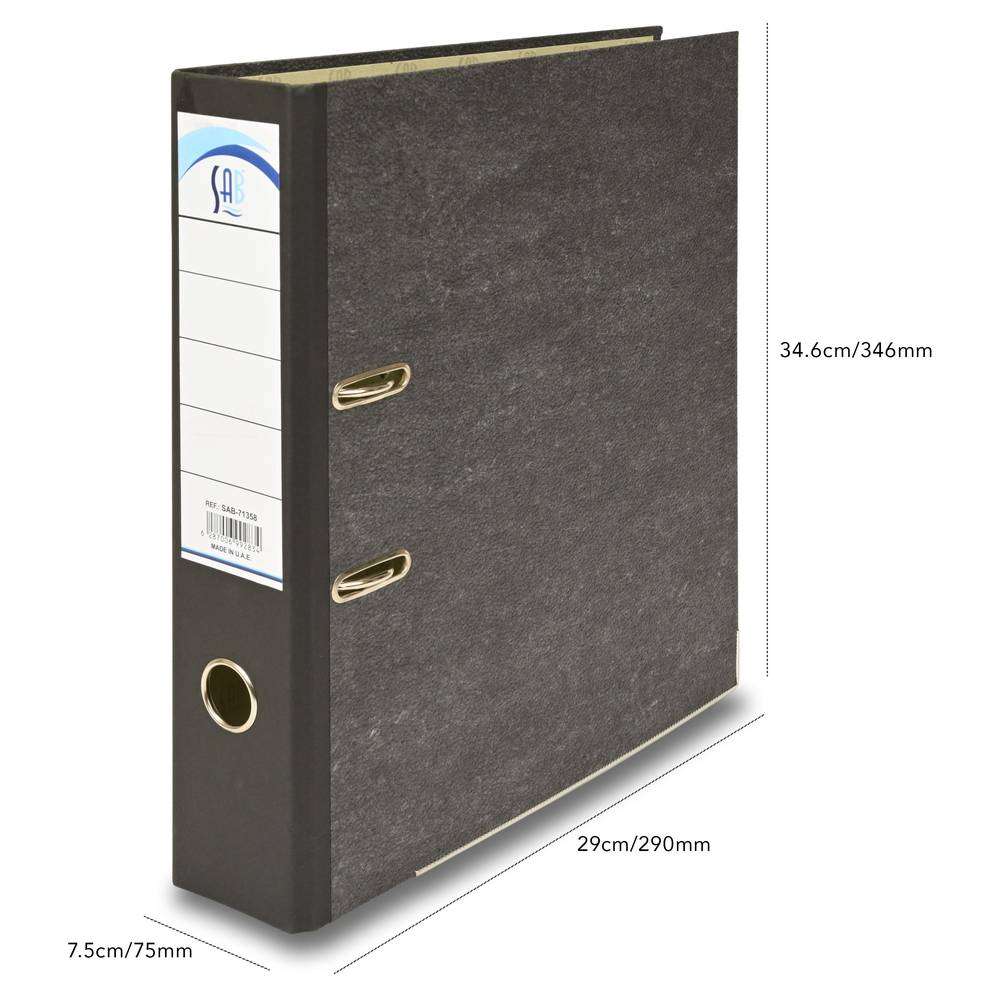SAB - Box File Cardboard, F/C Size,8cm,Black