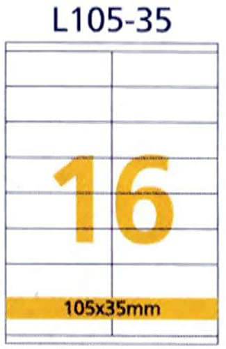 RIKLABEL Multipurpose Labels, 105*35mm, 16 Label/Sheet, White, 100 Sheets /Pack