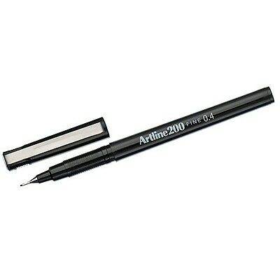 Artline EK-200 Fine Line 0.4 mm Pens, Black Color, Box of 12 Pens