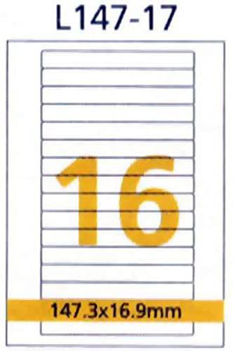 RIKLABEL Multipurpose Labels, 147.3*16.9mm,16 Label/Sheet, White,100 Sheets /Pack