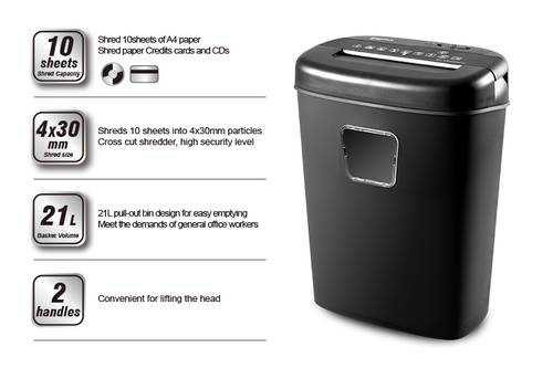 Comix Paper Shredder Model S2710A, 4*30mm, up to 10 Sheets