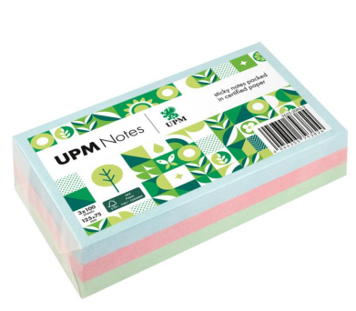 UPM NOTES - ورق ملاحظات لاصق  ملون باستيل 75 *125ملم  ( صديق البيئة ) 