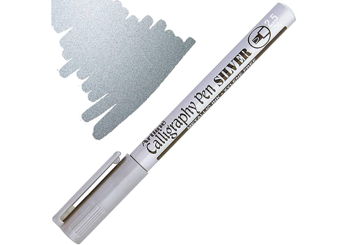 Artline EK-993 English Calligraphy Pen, 2.5 mm, Silver Color, Box of 12 Pens