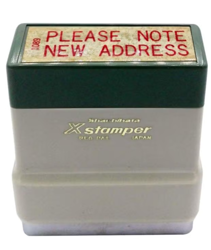 Xstamper -Pre-Inked Stock Stamp “PLEASE NOTE NEW ADDRESS” (RED)