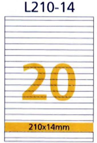 RIKLABEL Multipurpose Labels, 210*14mm, 20 Label/Sheet, White, 100 Sheets /Pack