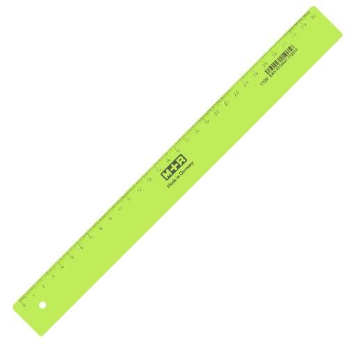 M+R Plastic ruler 30cm, Transparent Green color