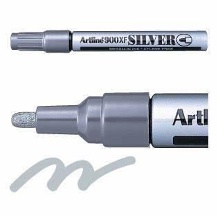 Artline EK-900 Metallic Ink Marker, Bullet Style 2.3 mm, Silver Color, Box of 12 Pens