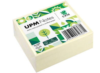 UPM NOTES - ورق ملاحظات لاصق  أصفر باستيل 75 *75 ملم  ( صديق البيئة ) 