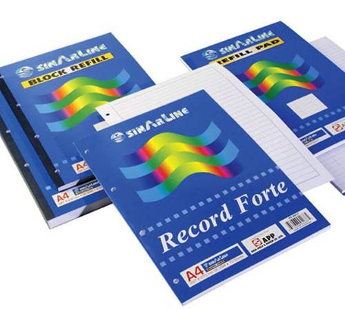 SINARLINE Record Forte (Refill Pad) 4-Holes, A4 Size 29.7 x 21 cm, 70 Sheets, Pack of 10 Pieces