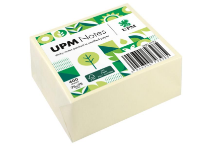 UPM NOTES - ورق ملاحظات لاصق  أصفر 400 ورقة  75 *75ملم  ( صديق البيئة )