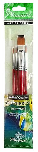 PHOENIX 6604S ARTIST BRUSH BROWN NYLON, 4PCS/SET