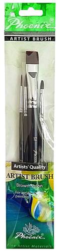 PHOENIX 6601S2 ARTIST BRUSH BROWN NYLON, 4PCS/SET