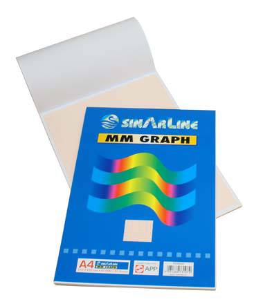 SINARLINE Graph Pad, A4 Size 21 x 29.7 cm, 50 Sheets, Pack of 10 Pieces