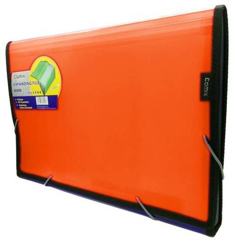 Comix A1209 Expanding File, F/C Size, 13 Pocket , Assorted Colors