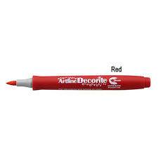 Artline DECORITE MARKER Brush Red color, Box of 12 Pens