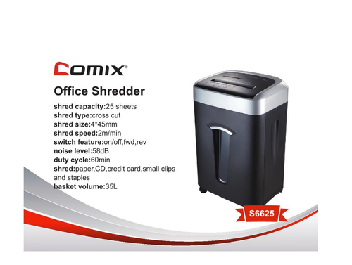 Comix Paper Shredder Model S6625, 4*45mm, up to 25 Sheets