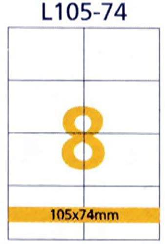 RIKLABEL Multipurpose Labels,105*74mm,8 Label/Sheet, White,100 Sheets /Pack