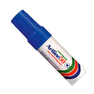Artline EK-50 Permanent Marker, Chisel Style 3.0 - 6.0 mm, Blue Color,Box of 12 Pens.