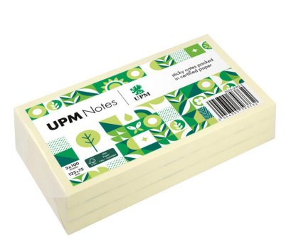 UPM NOTES - ورق ملاحظات لاصق  أصفر باستيل 75 *125ملم  ( صديق البيئة ) 