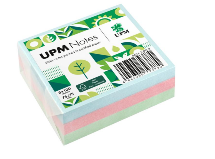  UPM NOTES - STICKY NOTE, 75x 75 mm, Pastel color, (Environmentally friendly)